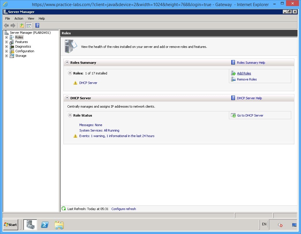 Practice Labs screenshot.